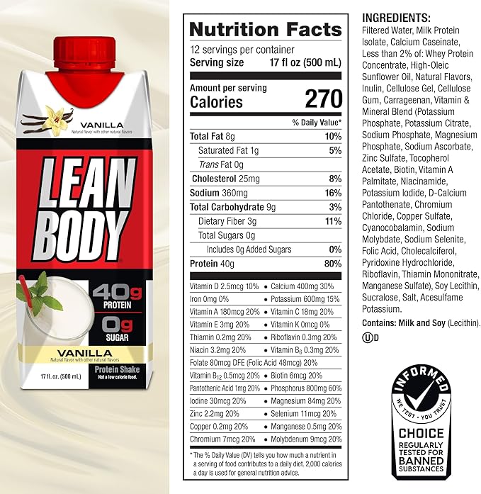 Lean body - Prêt à boire protéines - Vanille