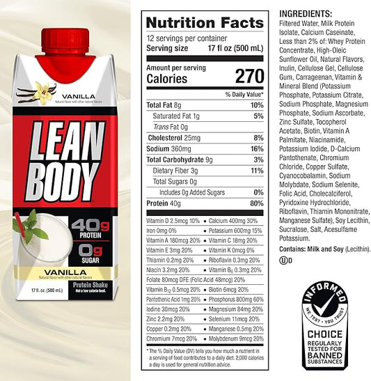 Lean body - Prêt à boire protéines - Vanille